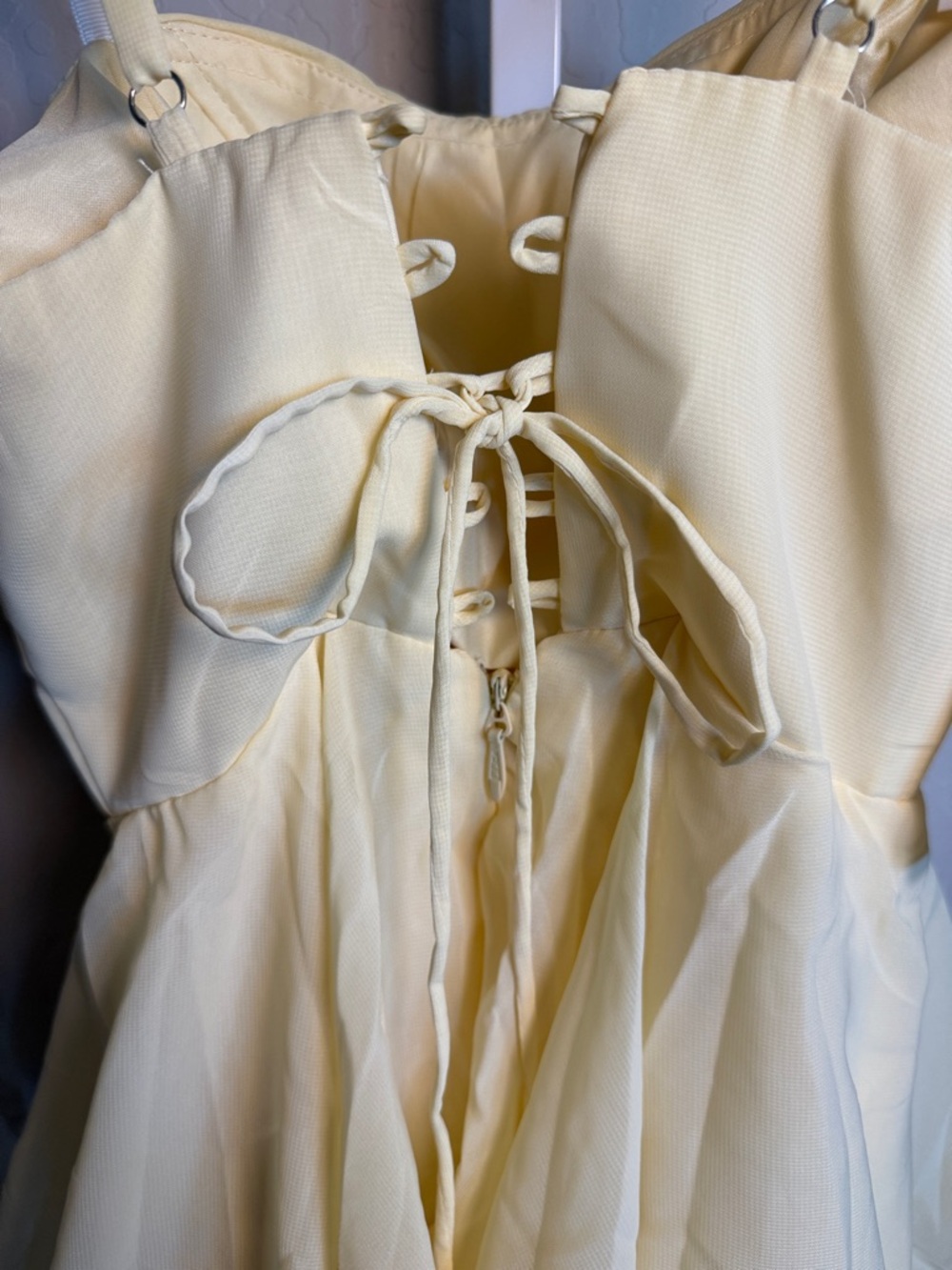Faeriesty Tiered Yellow Chiffon Spaghetti-Strap Dress NWT CORSET BACK - Picture 5 of 8